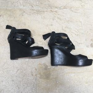 Dolce Vita black leather wedges
